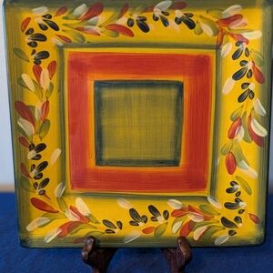 Colorful Hand-Painted Square Plate